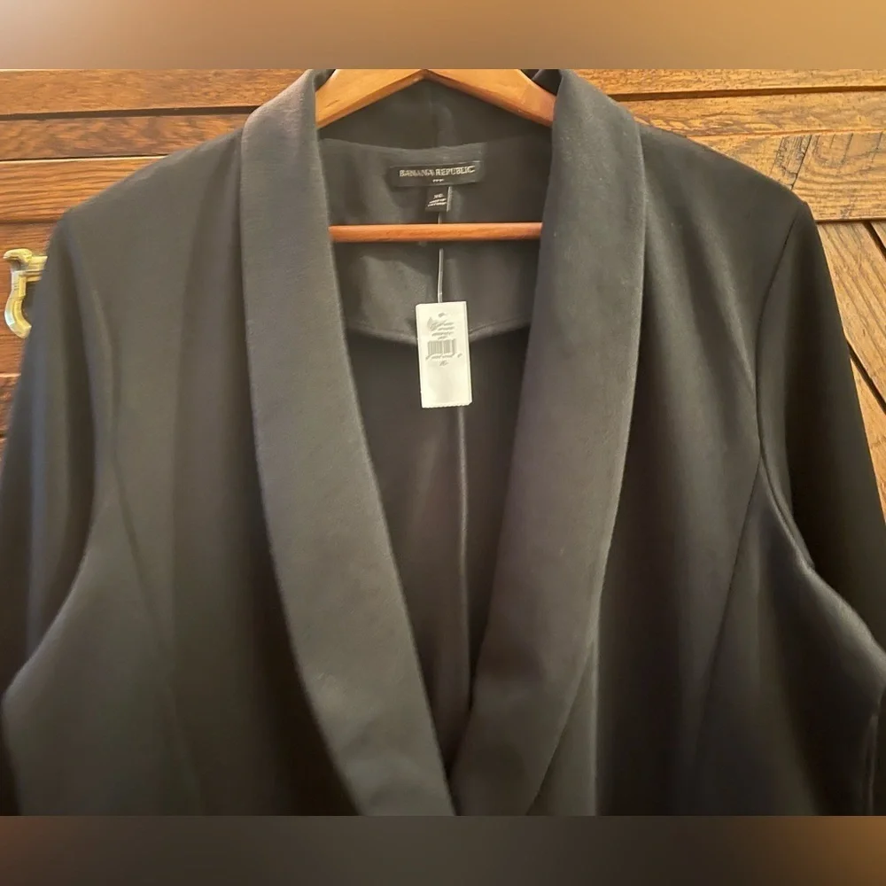 NEW Banana Republic Black Slim Shawl Collar Knit Blazer Sz XL Stretch Workwear - Picture 6 of 13